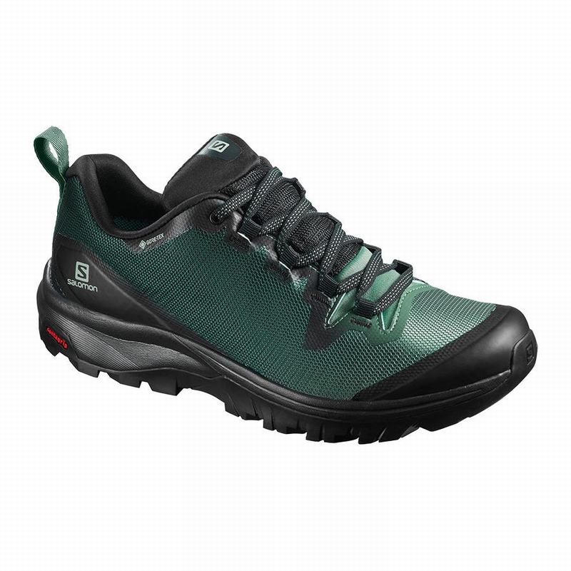 Salomon Singapore Womens Hiking Shoes - VAYA GORE-TEX Black/Green | 41753-BVOM